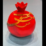 Hand Made Ceramic Pomegranate with Beautiful Calligraphy - Large/Red