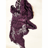 Women's Shawl/Scarf with Printed Calligraphy of aPersian Poem - Purple