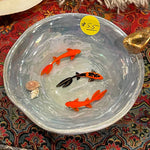Fish Bowl - Beautiful Glazed Ceramic Bowl with A Bird Covered by 11-Carat Gold - Style #3