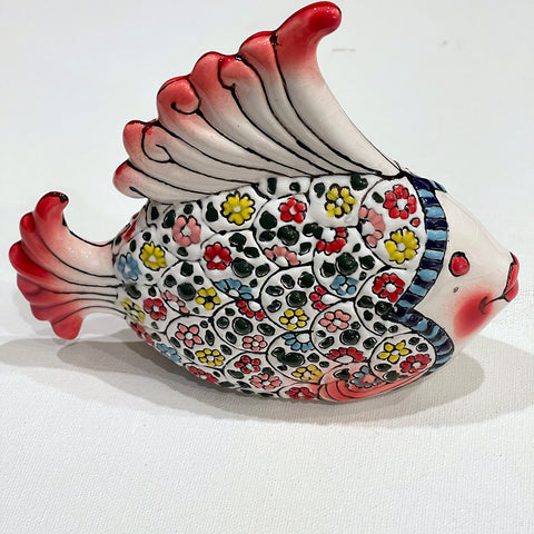 Lovely Fish - Very Beautiful Enameled Ceramic Statue - Style#2