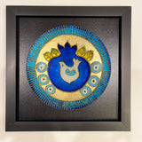Beautiful Wall Art with Wooden Frame and Stain Glass (Vitrail) Plate for your Home Decor