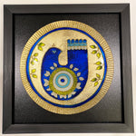 Beautiful Wall Art with Wooden Frame and Stain Glass (Vitrail) Plate for your Home Decor