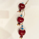 Hand Made Ceramic Designated Pomegranates - Hanging Wall Decoration With Rope