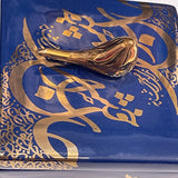 Beautiful Ceramic Chocolate Container With A Lid Designed by Calligraphy & A Golden Bird in 2 Colors- Style 5