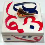 Beautiful Ceramic Chocolate Container With A Lid Designed by Calligraphy & A Golden Bird - Style 2