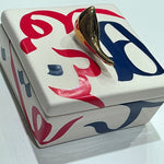 Beautiful Ceramic Chocolate Container With A Lid Designed by Calligraphy & A Golden Bird - Style 2