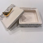 Beautiful Ceramic Chocolate Container With A Lid Designed by Calligraphy & A Golden Bird - Style 3