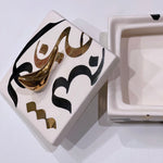 Beautiful Ceramic Chocolate Container With A Lid Designed by Calligraphy & A Golden Bird - Style 4