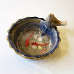Fish Bowl - Unique Blue Ceramic Bowl with Sculptures of Fishes!