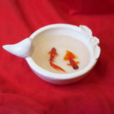 Fish Bowl - Unique White Ceramic Bowl with Sculptures of Fishes!
