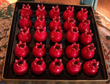 Hand Made Small Ceramic Pomegranate - Bright Red - gallery-eshgh