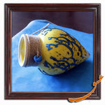 Hand Made Ceramic Potteries - Hanging Wall Decoration With Rope - Yellow - gallery-eshgh