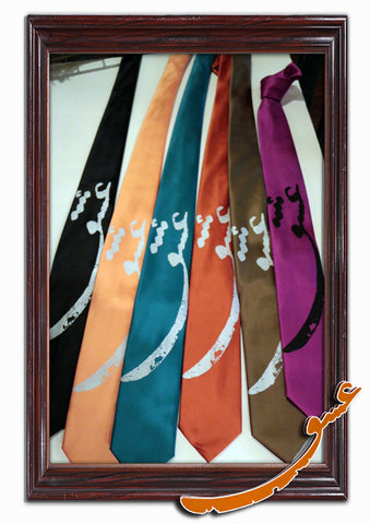 Tie With Printed Word of "Love" in Farsi+Handkerchief-Pattern1 - gallery-eshgh